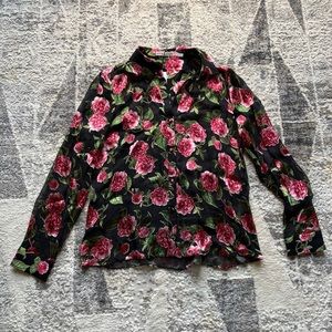 Alice and Olivia Floral Silk Blend Blouse